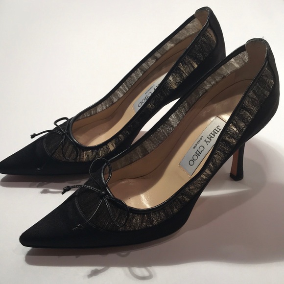 Jimmy Choo Shoes - Jimmy Choo Heel Pumps w/ Black Satin Mesh Lace